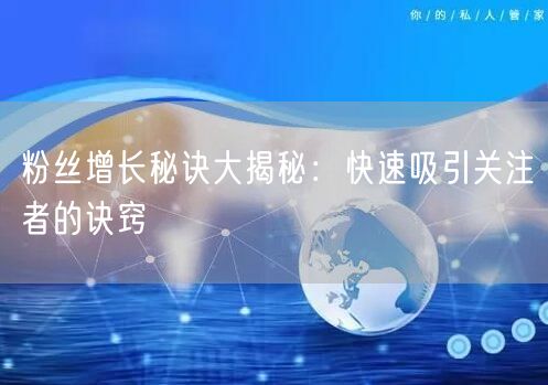 粉丝增长秘诀大揭秘：快速吸引关注者的诀窍