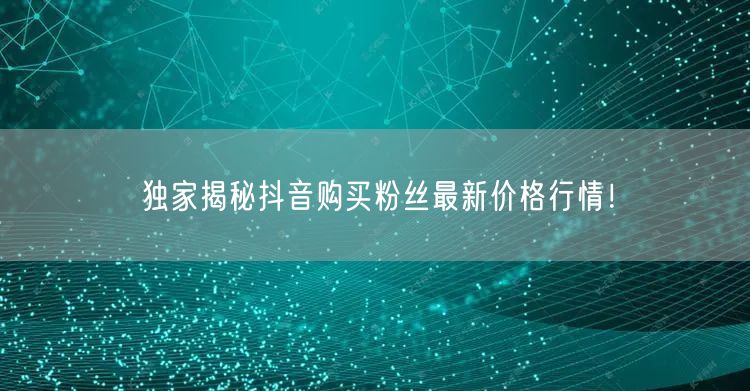 独家揭秘抖音购买粉丝最新价格行情！