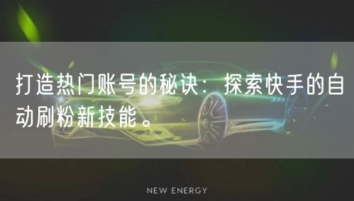 打造热门账号的秘诀：探索快手的自动刷粉新技能。