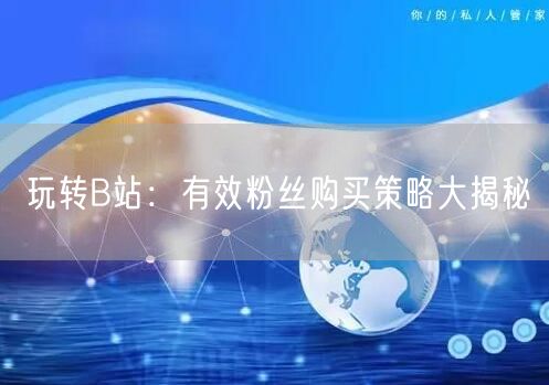 玩转B站：有效粉丝购买策略大揭秘