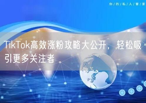 TikTok高效涨粉攻略大公开，轻松吸引更多关注者