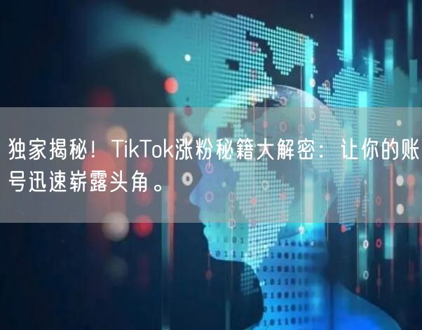 独家揭秘！TikTok涨粉秘籍大解密：让你的账号迅速崭露头角。