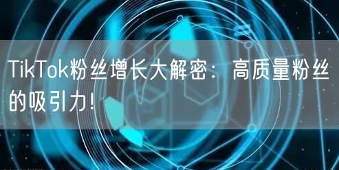 TikTok粉丝增长大解密：高质量粉丝的吸引力！