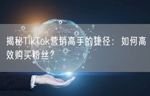 揭秘TikTok营销高手的捷径：如何高效购买粉丝？