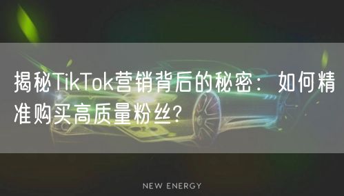 揭秘TikTok营销背后的秘密：如何精准购买高质量粉丝?