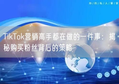 TikTok营销高手都在做的一件事：揭秘购买粉丝背后的策略