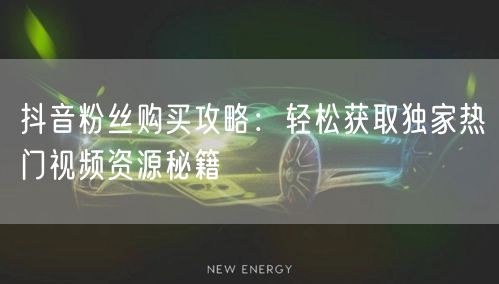 抖音粉丝购买攻略：轻松获取独家热门视频资源秘籍