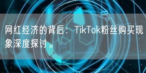 网红经济的背后：TikTok粉丝购买现象深度探讨。