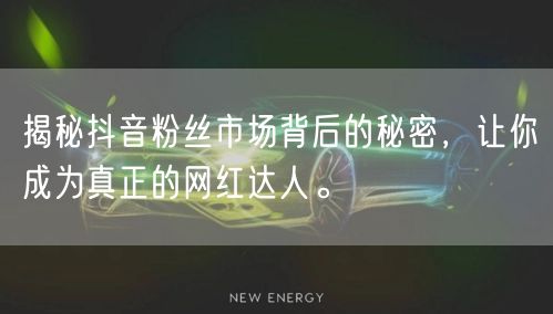 揭秘抖音粉丝市场背后的秘密，让你成为真正的网红达人。