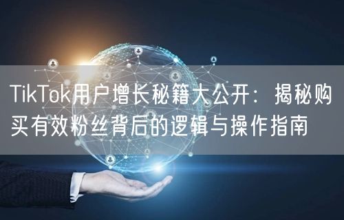 TikTok用户增长秘籍大公开：揭秘购买有效粉丝背后的逻辑与操作指南