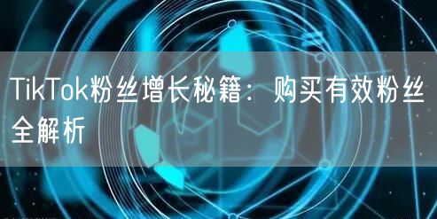TikTok粉丝增长秘籍：购买有效粉丝全解析