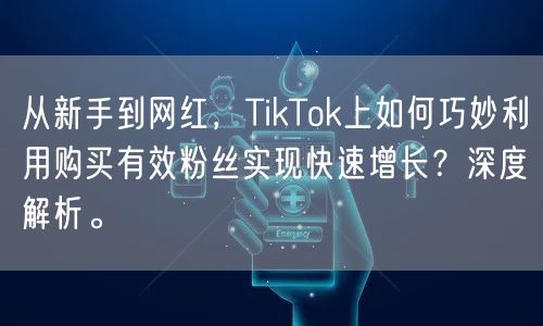 从新手到网红，TikTok上如何巧妙利用购买有效粉丝实现快速增长？深度解析。