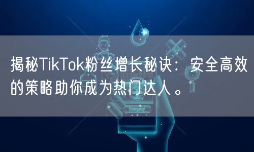 揭秘TikTok粉丝增长秘诀：安全高效的策略助你成为热门达人。