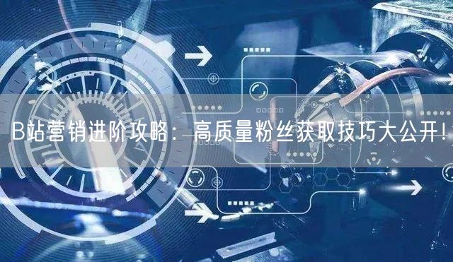 B站营销进阶攻略：高质量粉丝获取技巧大公开！