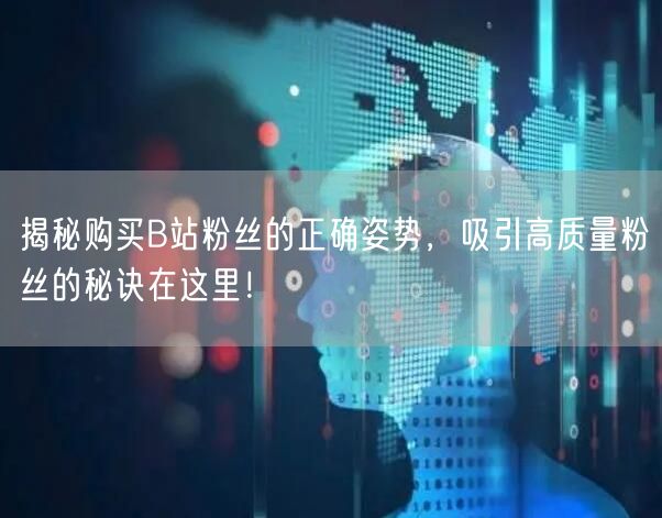 揭秘购买B站粉丝的正确姿势，吸引高质量粉丝的秘诀在这里！