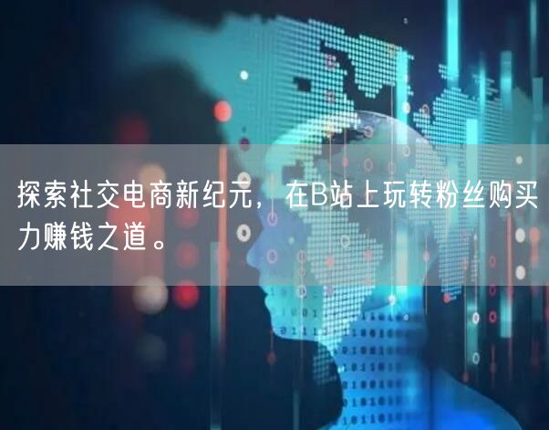 探索社交电商新纪元，在B站上玩转粉丝购买力赚钱之道。