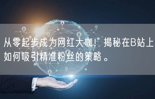 从零起步成为网红大咖！揭秘在B站上如何吸引精准粉丝的策略。