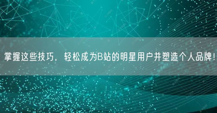 掌握这些技巧，轻松成为B站的明星用户并塑造个人品牌！
