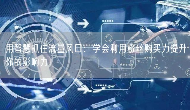 用智慧抓住流量风口：学会利用粉丝购买力提升你的影响力！