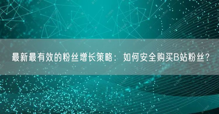 最新最有效的粉丝增长策略：如何安全购买B站粉丝？