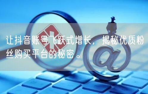 让抖音账号飞跃式增长，揭秘优质粉丝购买平台的秘密。