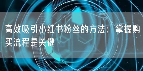 高效吸引小红书粉丝的方法：掌握购买流程是关键
