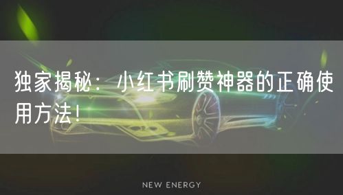 独家揭秘：小红书刷赞神器的正确使用方法！
