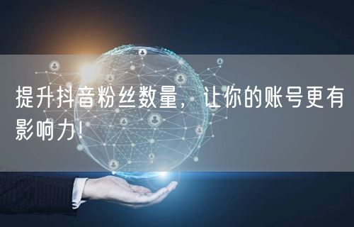 提升抖音粉丝数量，让你的账号更有影响力！