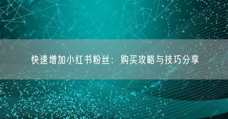 快速增加小红书粉丝：购买攻略与技巧分享