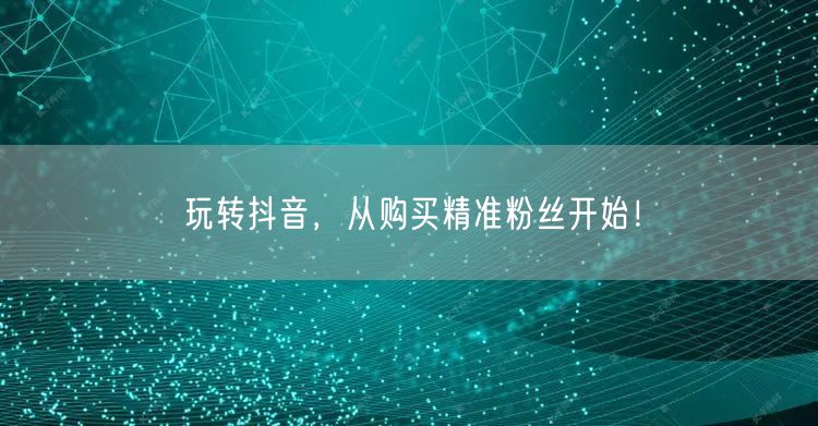玩转抖音，从购买精准粉丝开始！