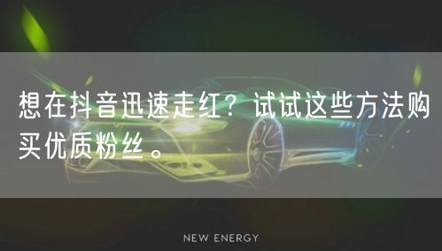 想在抖音迅速走红？试试这些方法购买优质粉丝。